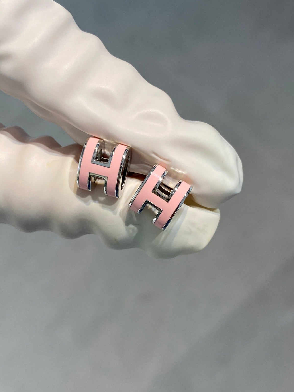 [AW]MINI POP H SILVER EARRINGS PINK