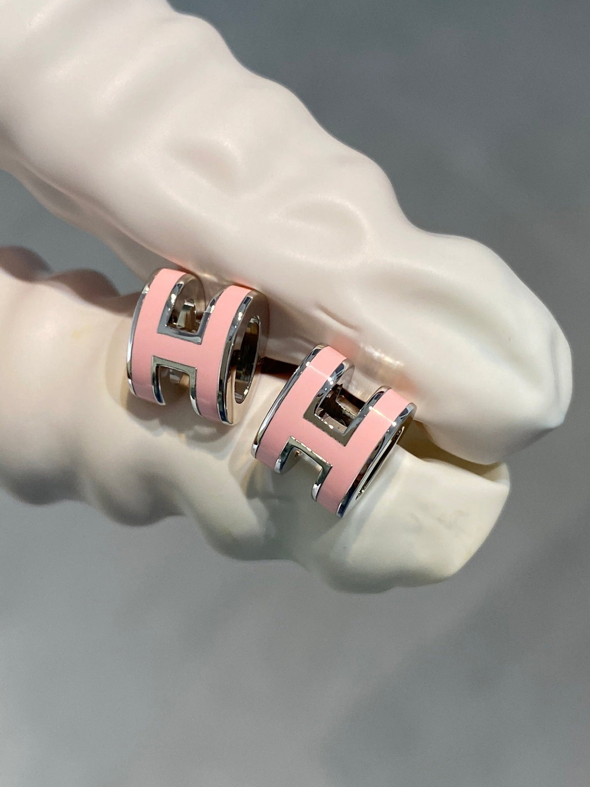 [AW]MINI POP H SILVER EARRINGS PINK