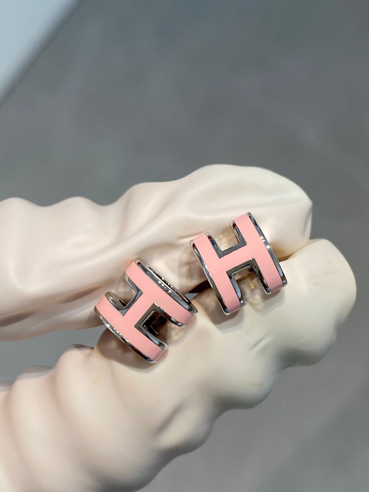 [AW]MINI POP H SILVER EARRINGS PINK