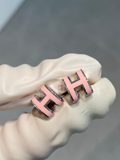 [AW]MINI POP H SILVER EARRINGS PINK