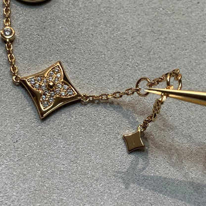[AW]STAR AND SUN 4 MOTIFS GOLD DIAMONDS BRACELET