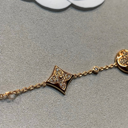 [AW]STAR AND SUN 4 MOTIFS GOLD DIAMONDS BRACELET