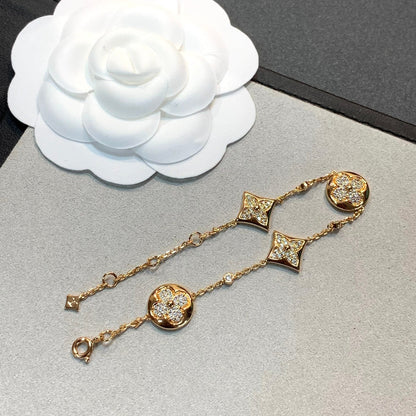 [AW]STAR AND SUN 4 MOTIFS GOLD DIAMONDS BRACELET