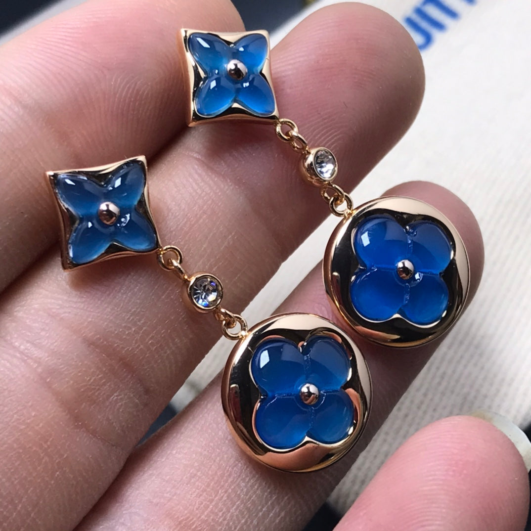 [AW]STAR AND SUN AGATE DIAMOND EARRINGS