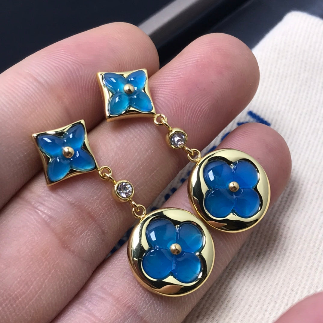 [AW]STAR AND SUN AGATE DIAMOND EARRINGS