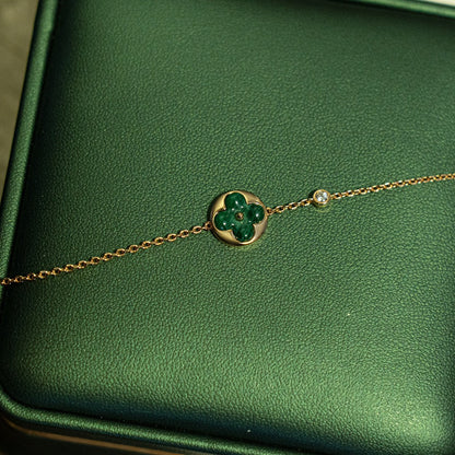 [AW]SUN MALACHITE 1 DIAMOND ROSE GOLD BRACELET
