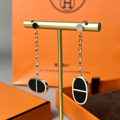 [AW]CHAINE VERSO BLACK CERAMIC EARRINGS