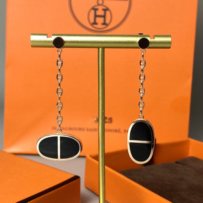 [AW]CHAINE VERSO BLACK CERAMIC EARRINGS