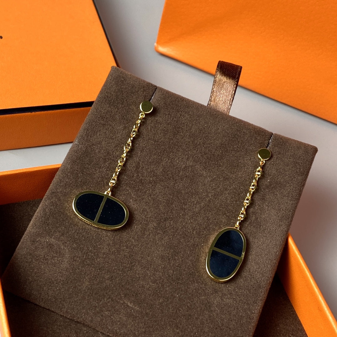 [AW]CHAINE VERSO BLACK CERAMIC EARRINGS