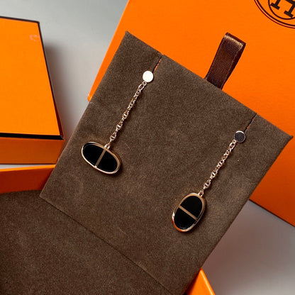 [AW]CHAINE VERSO BLACK CERAMIC EARRINGS