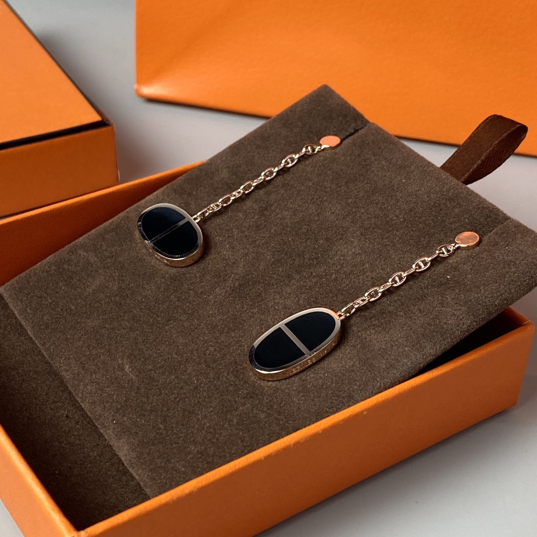[AW]CHAINE VERSO BLACK CERAMIC EARRINGS