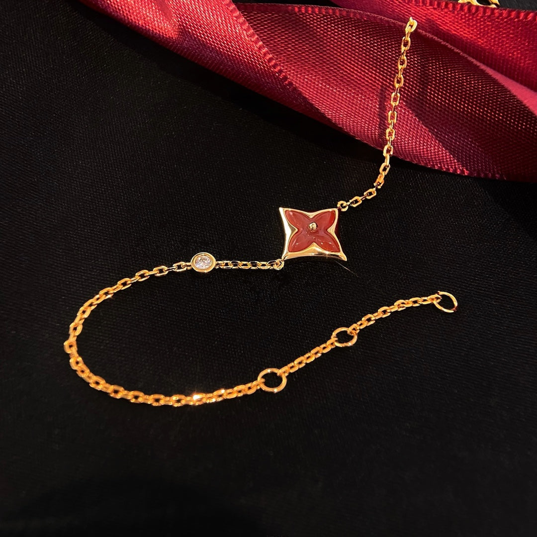 [AW]COLOR STAR CARNELIAN ROSE GOLD DIAMOND BRACELET
