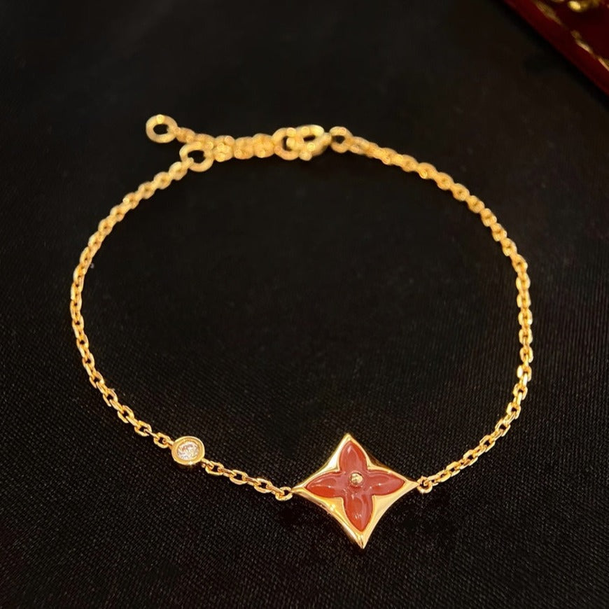 [AW]COLOR STAR CARNELIAN ROSE GOLD DIAMOND BRACELET