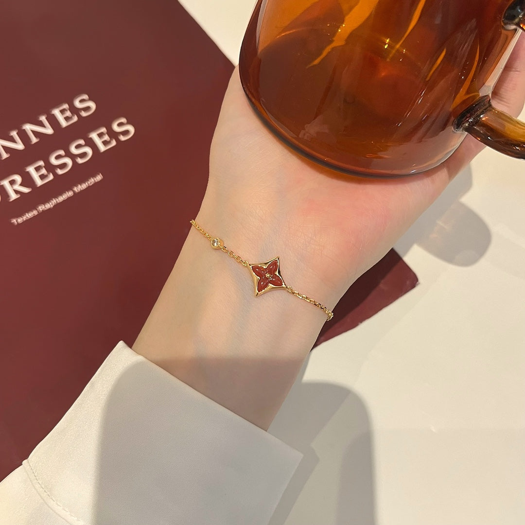 [AW]COLOR STAR CARNELIAN ROSE GOLD DIAMOND BRACELET
