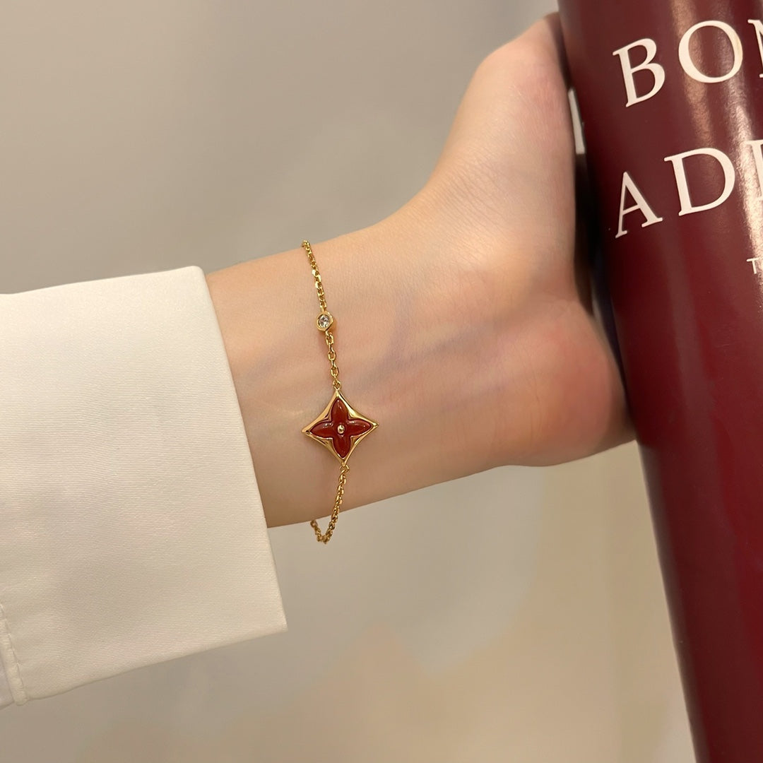 [AW]COLOR STAR CARNELIAN ROSE GOLD DIAMOND BRACELET