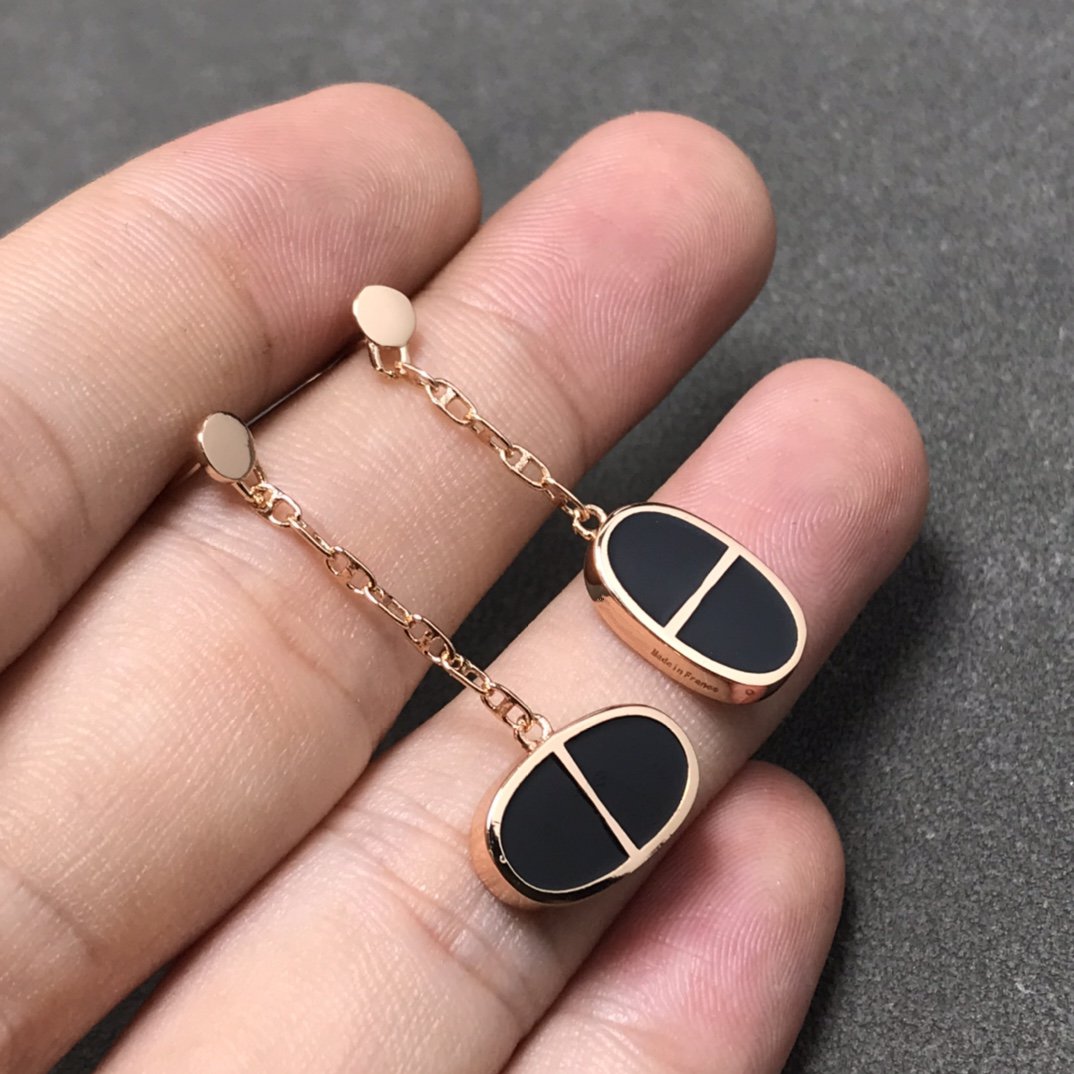 [AW]CHAINE VERSO BLACK CERAMIC SILVER EARRINGS