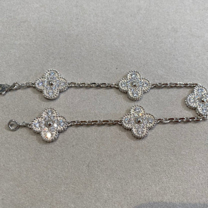 [AW]LUCKY CLOVER 5-MOTIF BRACELET - FULL-DIAMOND