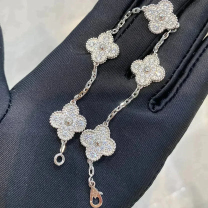 [AW]LUCKY CLOVER 5-MOTIF BRACELET - FULL-DIAMOND