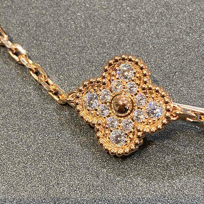 [AW]LUCKY CLOVER 5-MOTIF BRACELET - FULL-DIAMOND