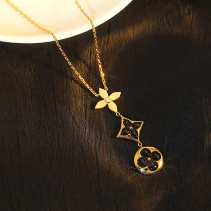 [AW]STAR AND SUN ONYX ROSE GOLD NECKLACE