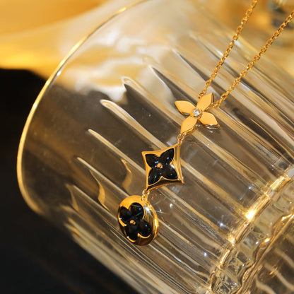 [AW]STAR AND SUN ONYX ROSE GOLD NECKLACE