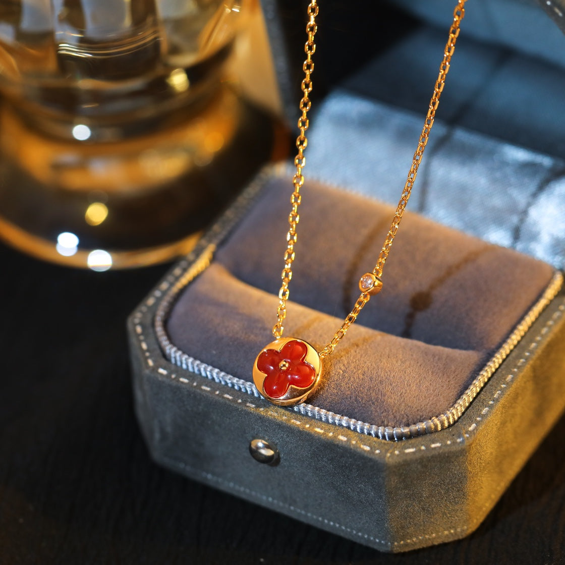 [AW]SUN PEDANT ROSE GOLD 1 DIAMOND NECKLACE