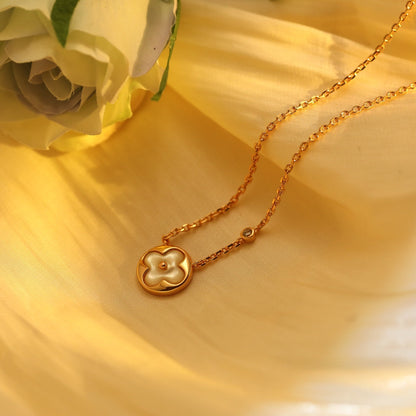 [AW]SUN PEDANT ROSE GOLD 1 DIAMOND NECKLACE