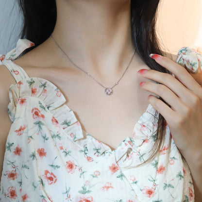 [AW]SUN PEDANT ROSE GOLD 1 DIAMOND NECKLACE