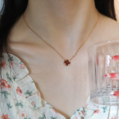 [AW]SUN PEDANT ROSE GOLD 1 DIAMOND NECKLACE