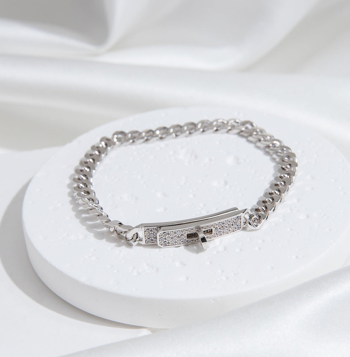 [AW]KELLY CHAIN SILVER DIAMOND BRACELET