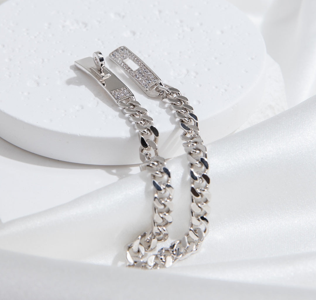 [AW]KELLY CHAIN SILVER DIAMOND BRACELET
