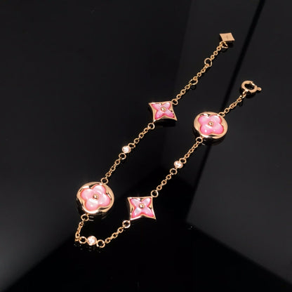 [AW]STAR AND SUN 4 MOTIF PINK MOP ROSE GOLD BRACELET
