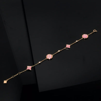 [AW]STAR AND SUN 4 MOTIF PINK MOP ROSE GOLD BRACELET