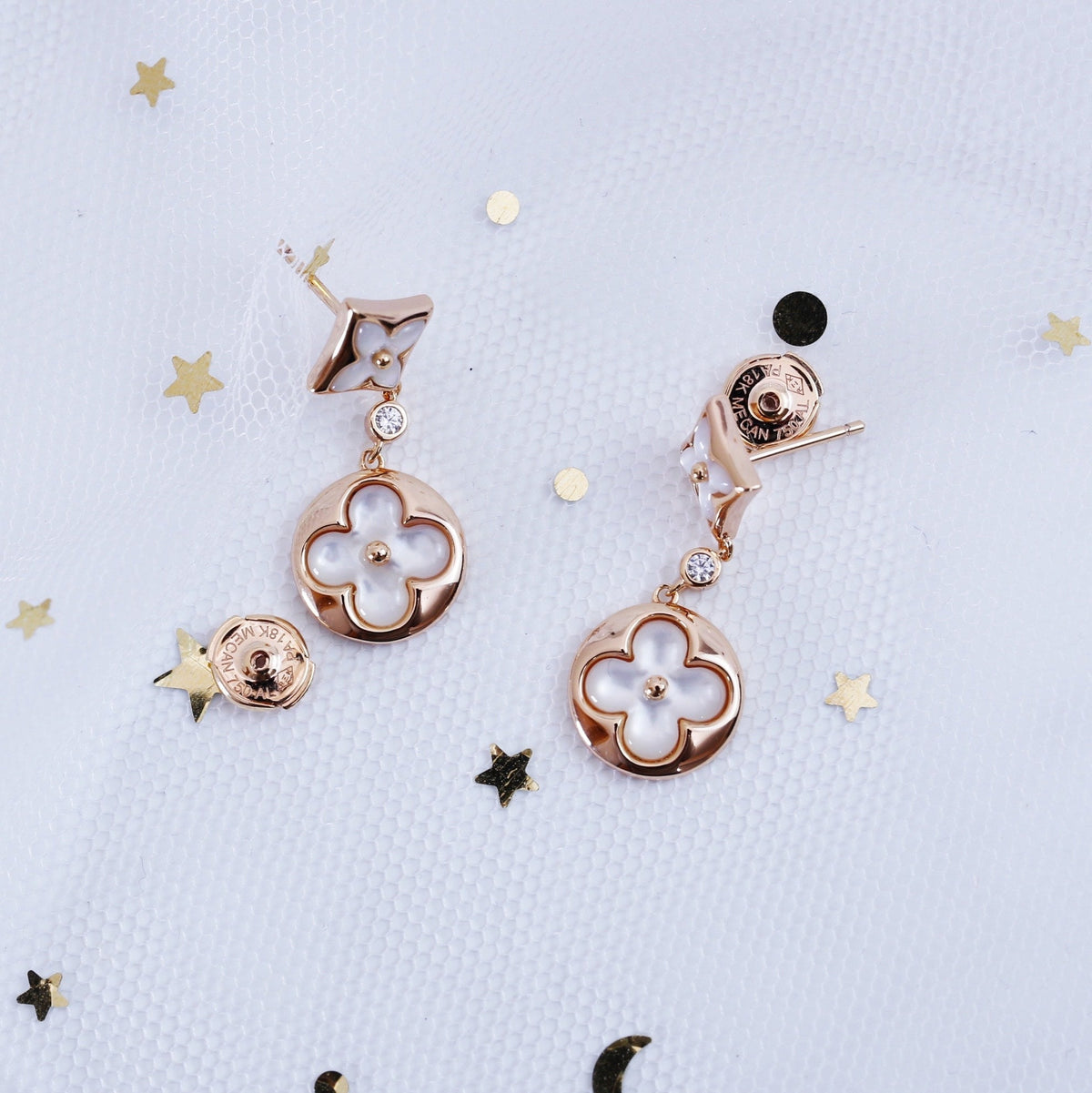 [AW]STAR AND SUN ROSE GOLD MOP DROP EARRINGS
