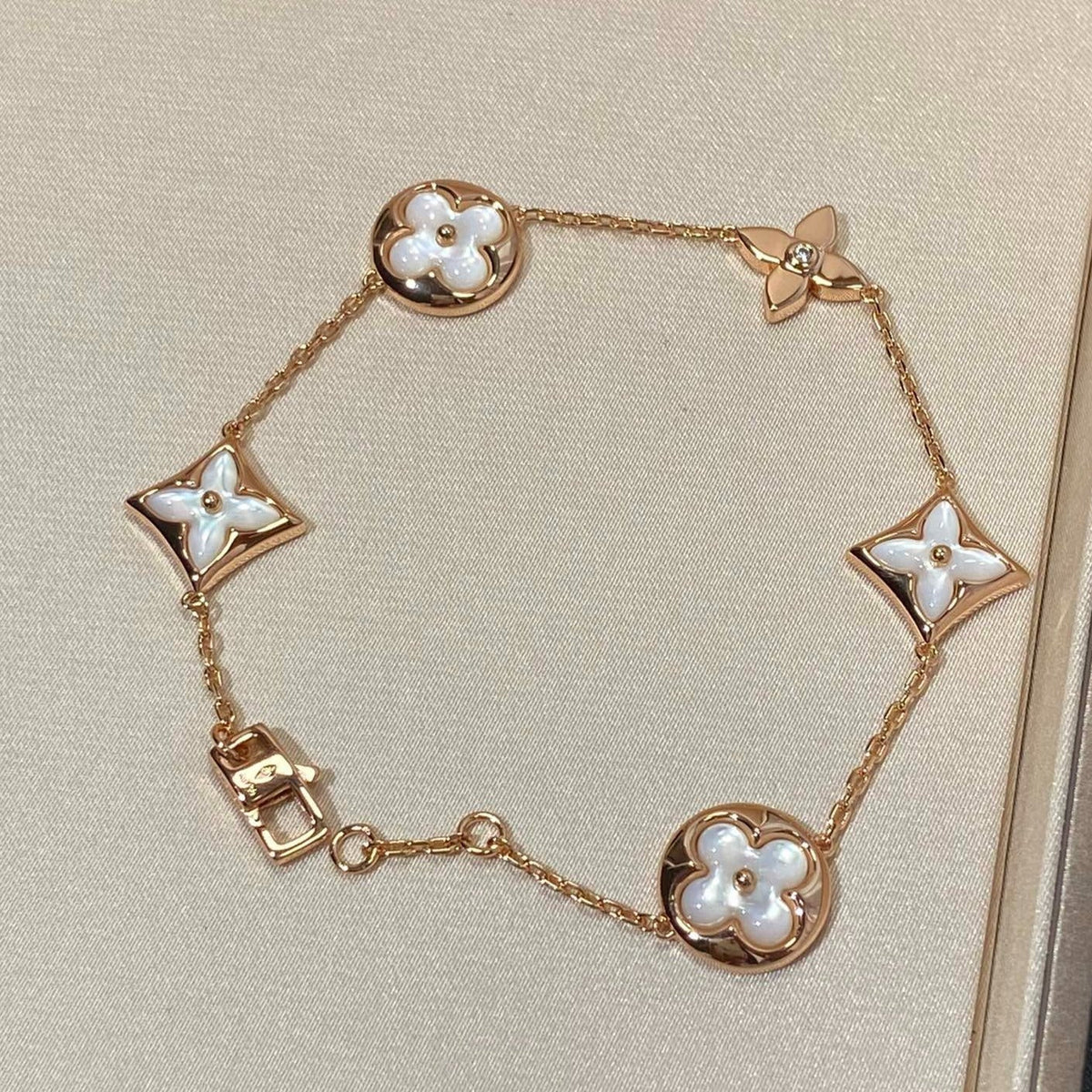 [AW]STAR AND SUN 5 MOTIF MOP ROSE GOLD BRACELET