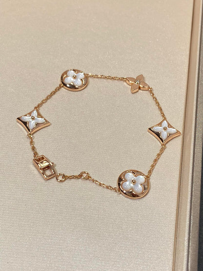 [AW]STAR AND SUN 5 MOTIF MOP ROSE GOLD BRACELET