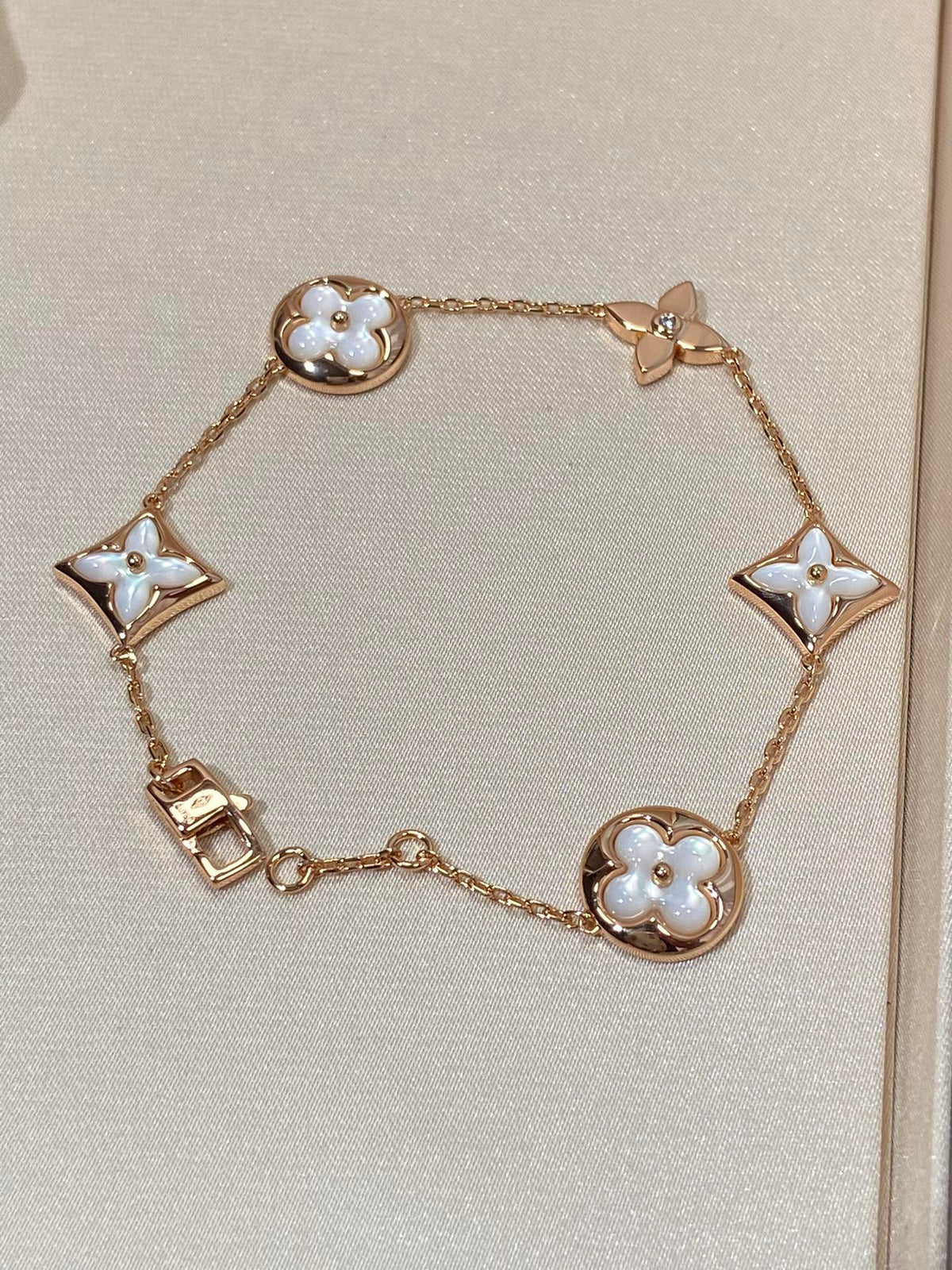 [AW]STAR AND SUN 5 MOTIF MOP ROSE GOLD BRACELET