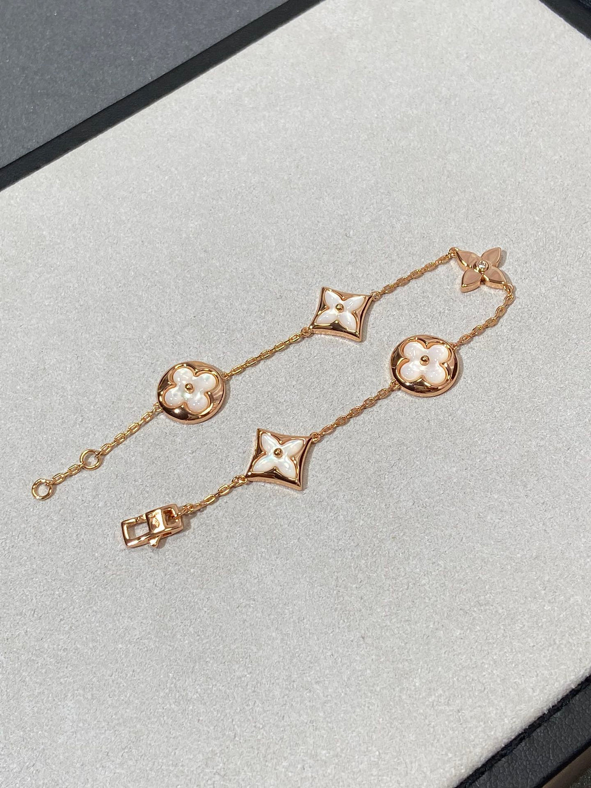 [AW]STAR AND SUN 5 MOTIF MOP ROSE GOLD BRACELET