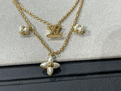 [AW]FLOWERGRAM GOLD MOP DOUBLE ROW NECKLACE
