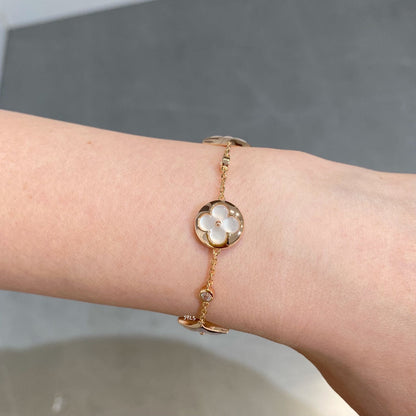[AW]STAR AND SUN 4 MOTIF WHITE MOP ROSE GOLD BRACELET
