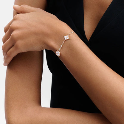 [AW]STAR AND SUN 4 MOTIF WHITE MOP ROSE GOLD BRACELET