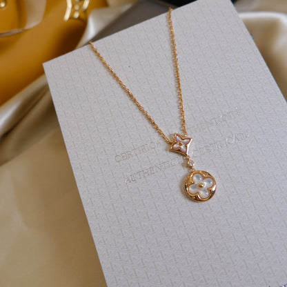 [AW]STAR AND SUN WHITE MOP 2 MOTIF ROSE GOLD NECKLACE