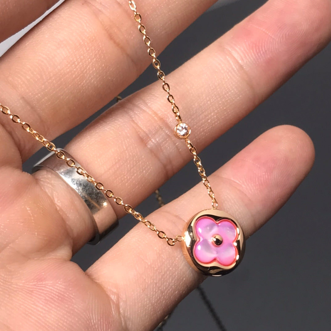 [AW]COLOR BLOSSOM PINK MOP SUN GOLD NECKLACE
