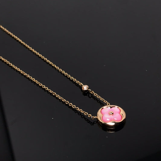 [AW]COLOR BLOSSOM PINK MOP SUN GOLD NECKLACE