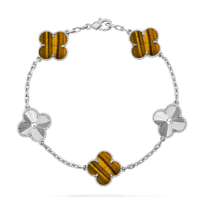[AW]LUCKY CLOVER 5-MOTIF BRACELET -  TIGER’S EYE COLLECTION