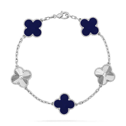 [AW]LUCKY CLOVER 5-MOTIF BRACELET - LAPIS LAZULI COLLECTION