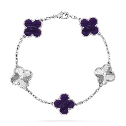 [AW]LUCKY CLOVER 5-MOTIF BRACELET - CHAROITE COLLECTION