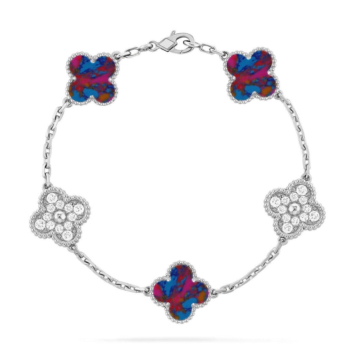 [AW]LUCKY CLOVER 5-MOTIF BRACELET - MULTI-GEM COLLECTION