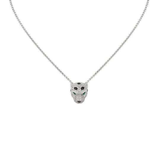[AW]LEOPARD HEAD FULL PAVÉ DIAMOND PENDANT NECKLACE