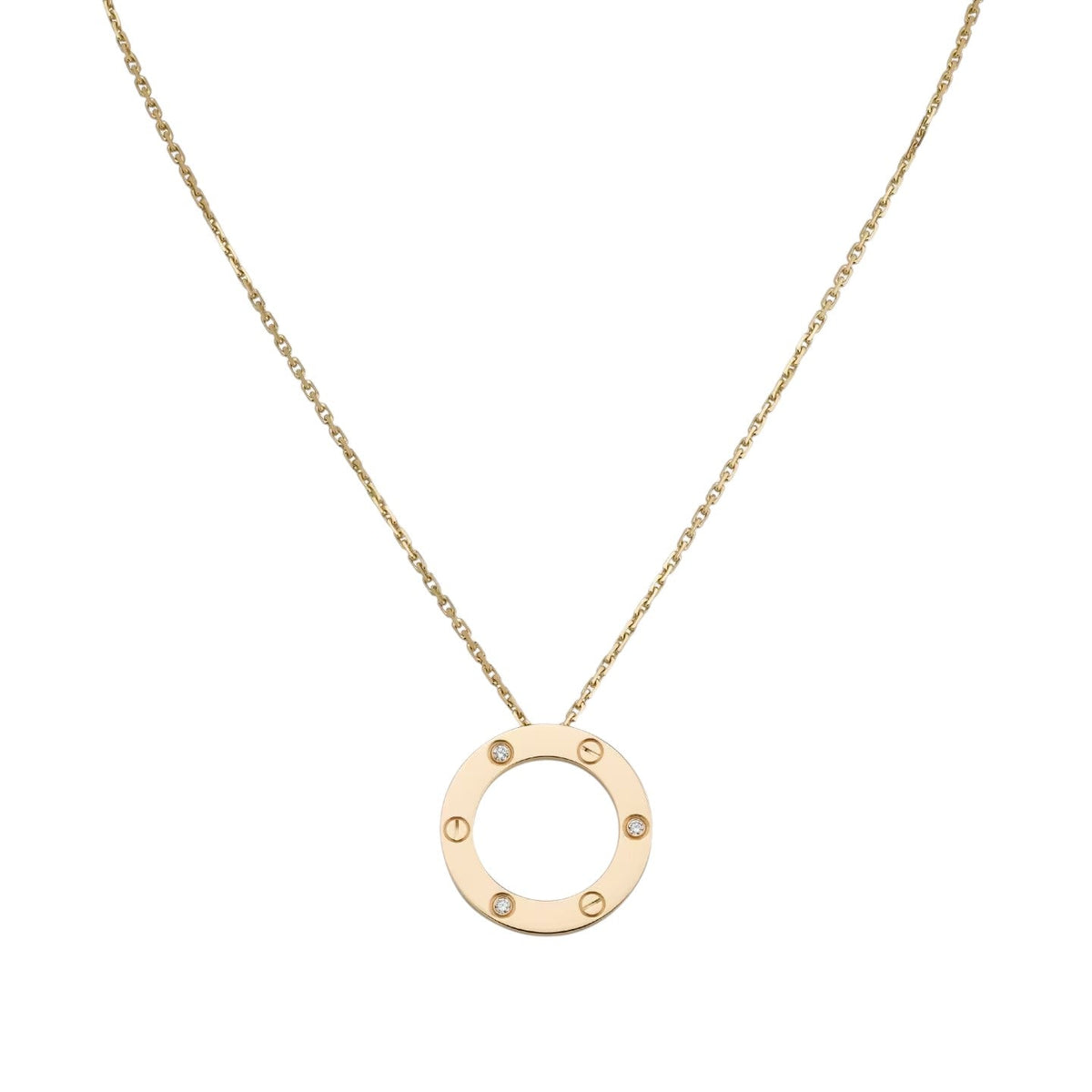 [AW]LOVE LARGE CIRCULAR PENDANT 3-DIAMOND NECKLACE